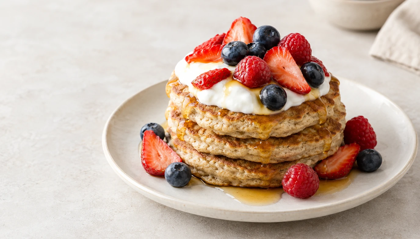 Oat Pancakes with Mixed Berries